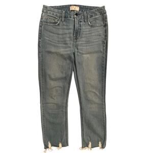 Jen7 by 7 for All Mankind denim jeans. Distressed hem, light wash, cotton blend